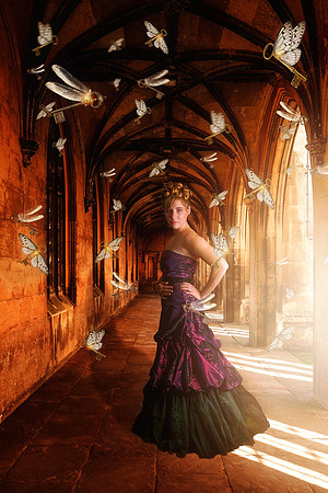 Old Castle Corridor in Golden Sunlight
